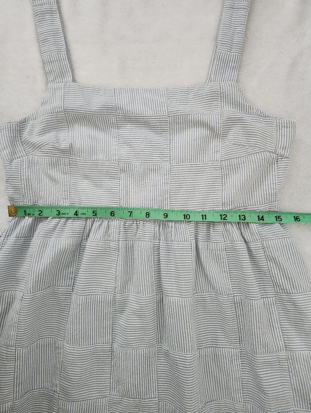 MADEWELL Seersucker Patchwork Tiered Midi Cotton Dress Sz 8 Cottagecore Coastal - Picture 12 of 15